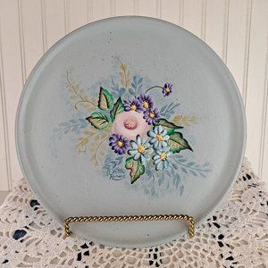 Hand-Painted Wood Folk Art Wooden Decorative Plate Signed